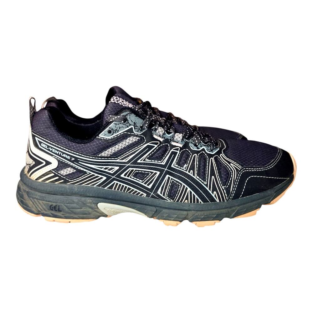 Asics Gel Venture 7 Women's Athletic Sneaker Black/ Pink Lace-Up Shoes US10